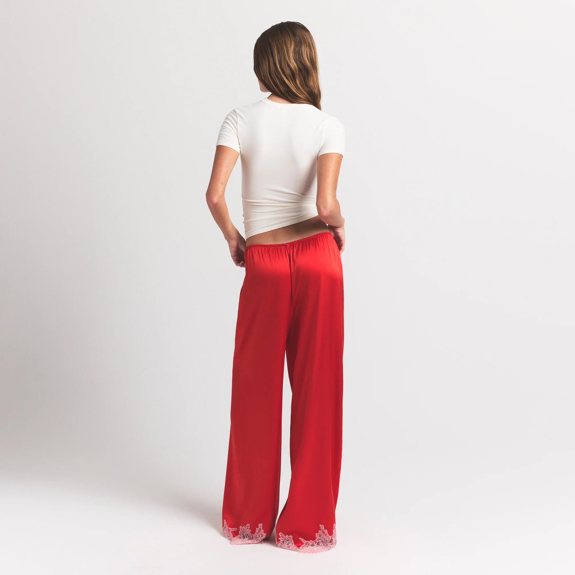 SILK LACE PANT | RUBY CONTRAST