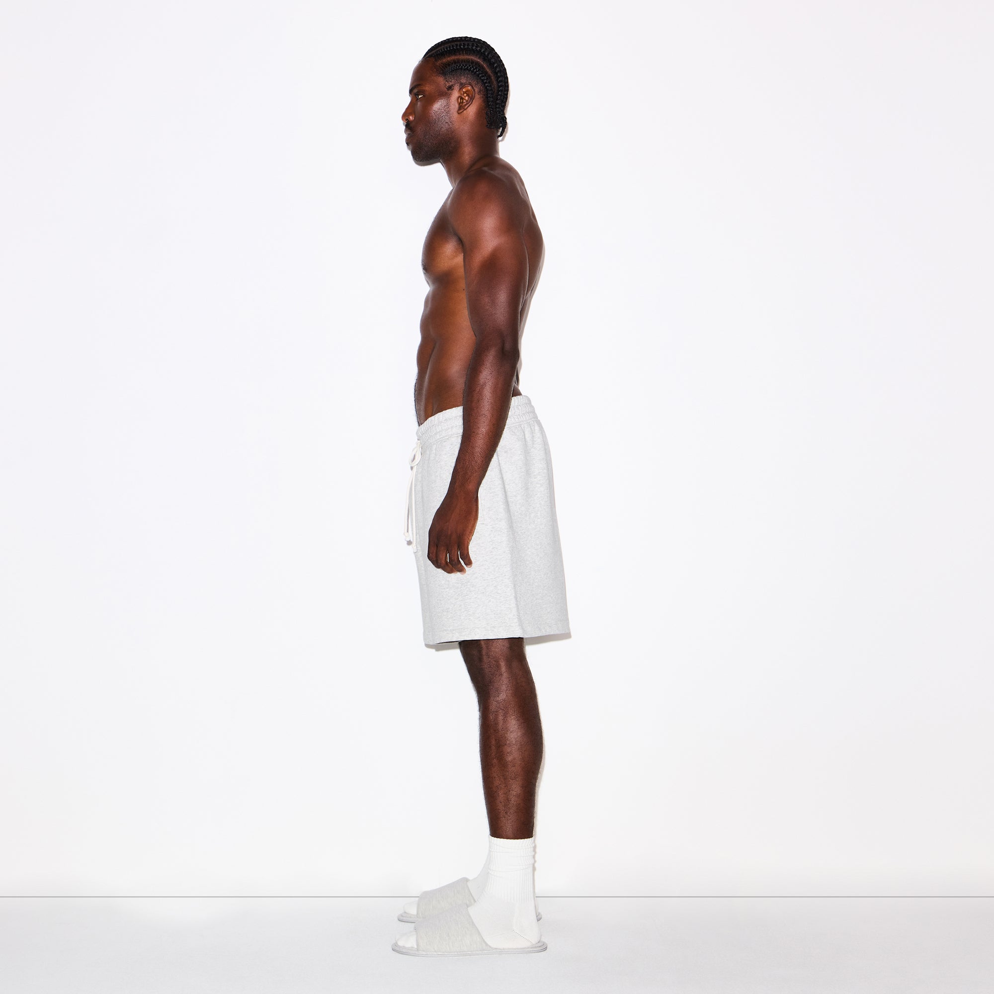 FLEECE LOUNGE MENS RELAXED SHORT | LIGHT HEATHER GREY