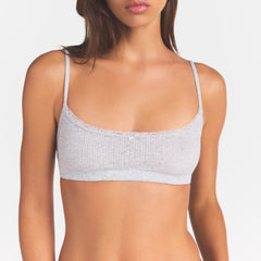 LIGHTWEIGHT COTTON POINTELLE SCOOP BRALETTE | LIGHT HEATHER GREY