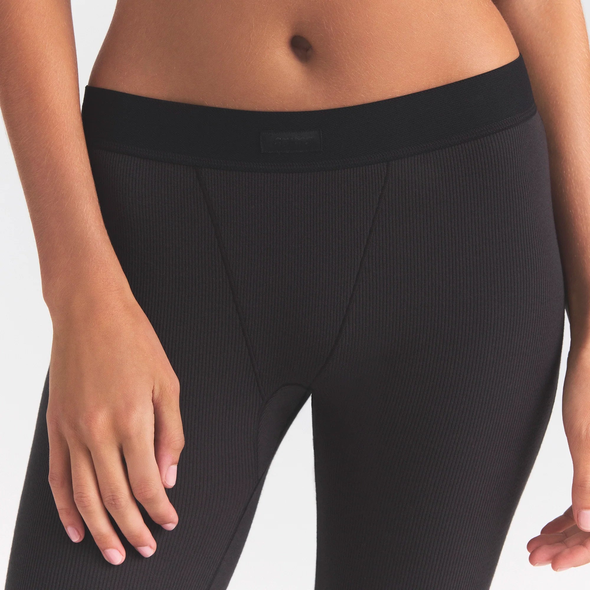 COTTON RIB MID RISE LEGGING | SOOT