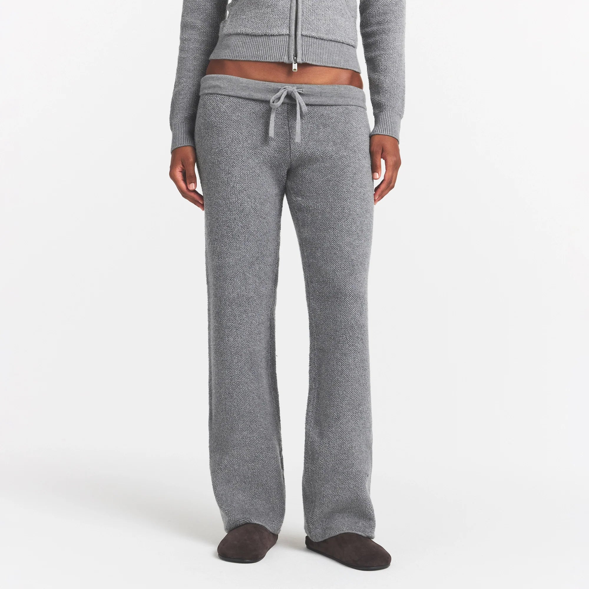 TEXTURED KNIT SHERPA PANT | DARK HEATHER GREY