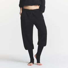 COTTON FLEECE LEG WARMER SWEATPANT WITH EMBOSSED LOGO | ONYX