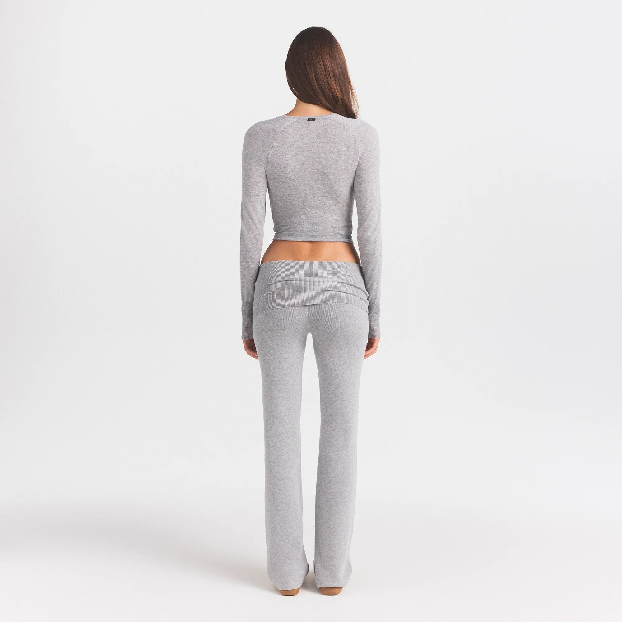 ESSENTIAL KNIT FOLDOVER PANT | MID HEATHER GREY