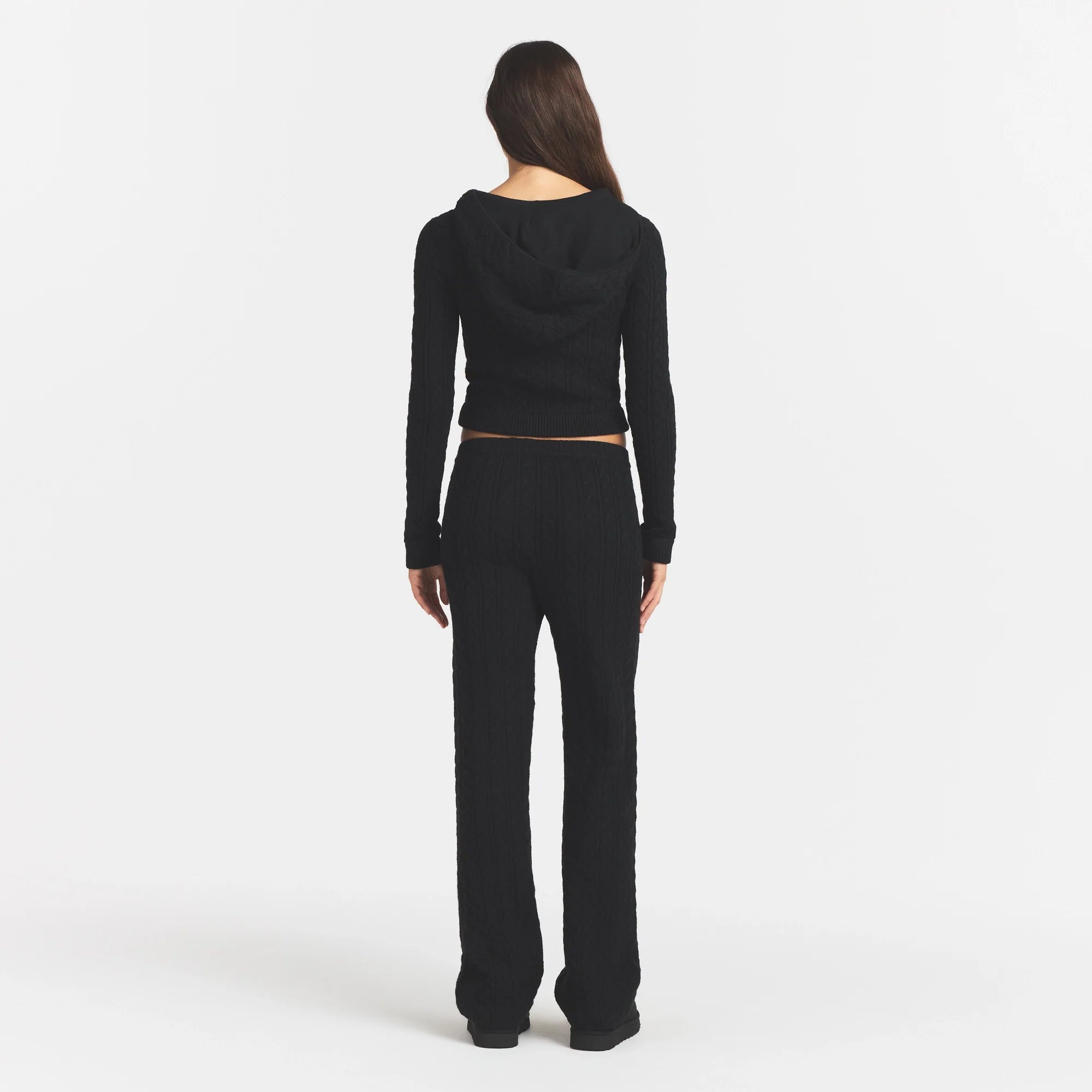 SWEATER KNIT CABLE STRAIGHT LEG PANT | ONYX