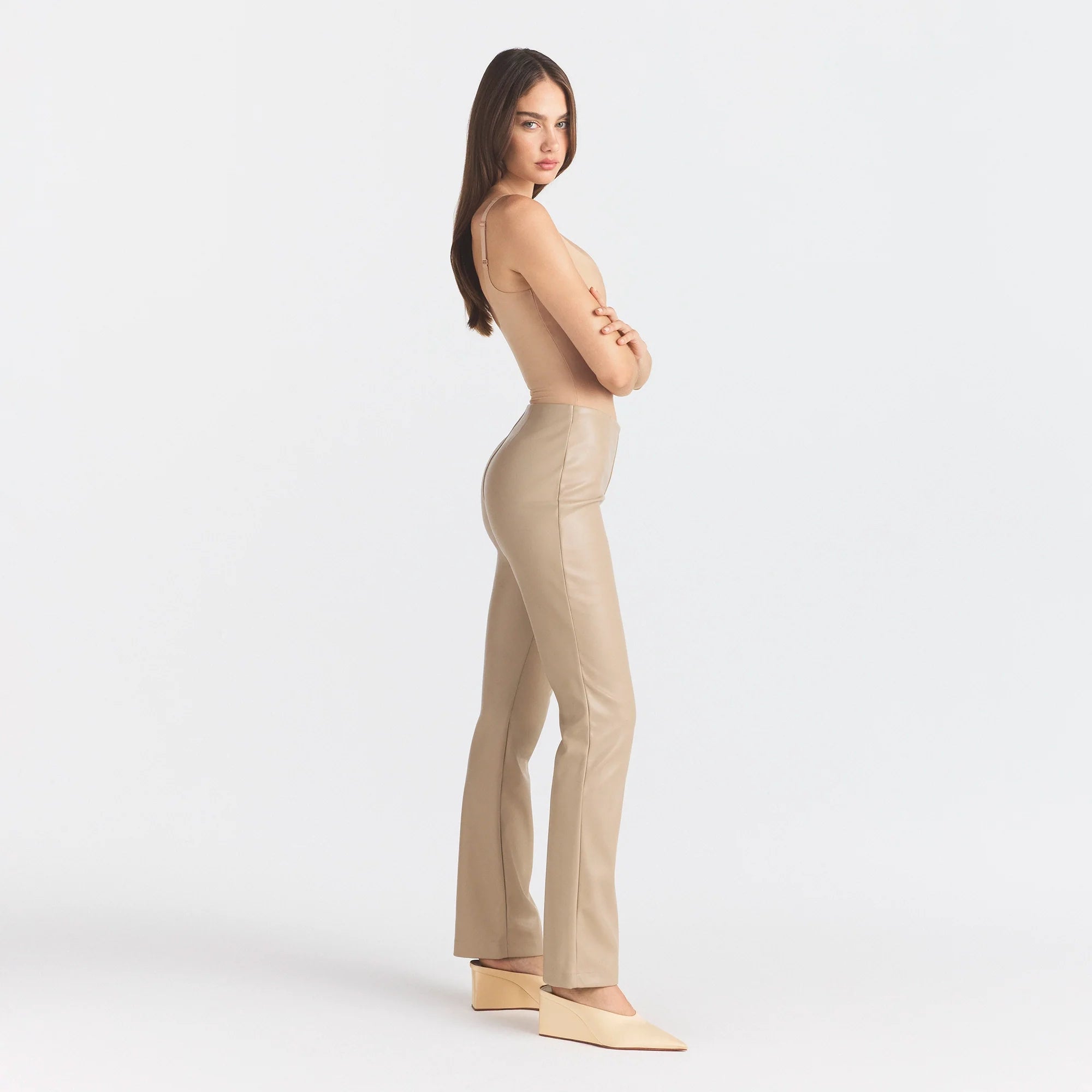 FAUX LEATHER PANT | LATTE