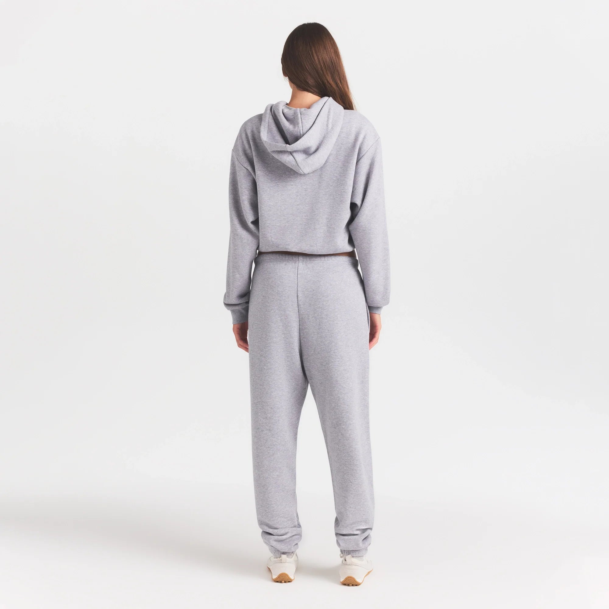 COTTON FLEECE JOGGER WITH EMBOSSED LOGO | HEATHER GREY
