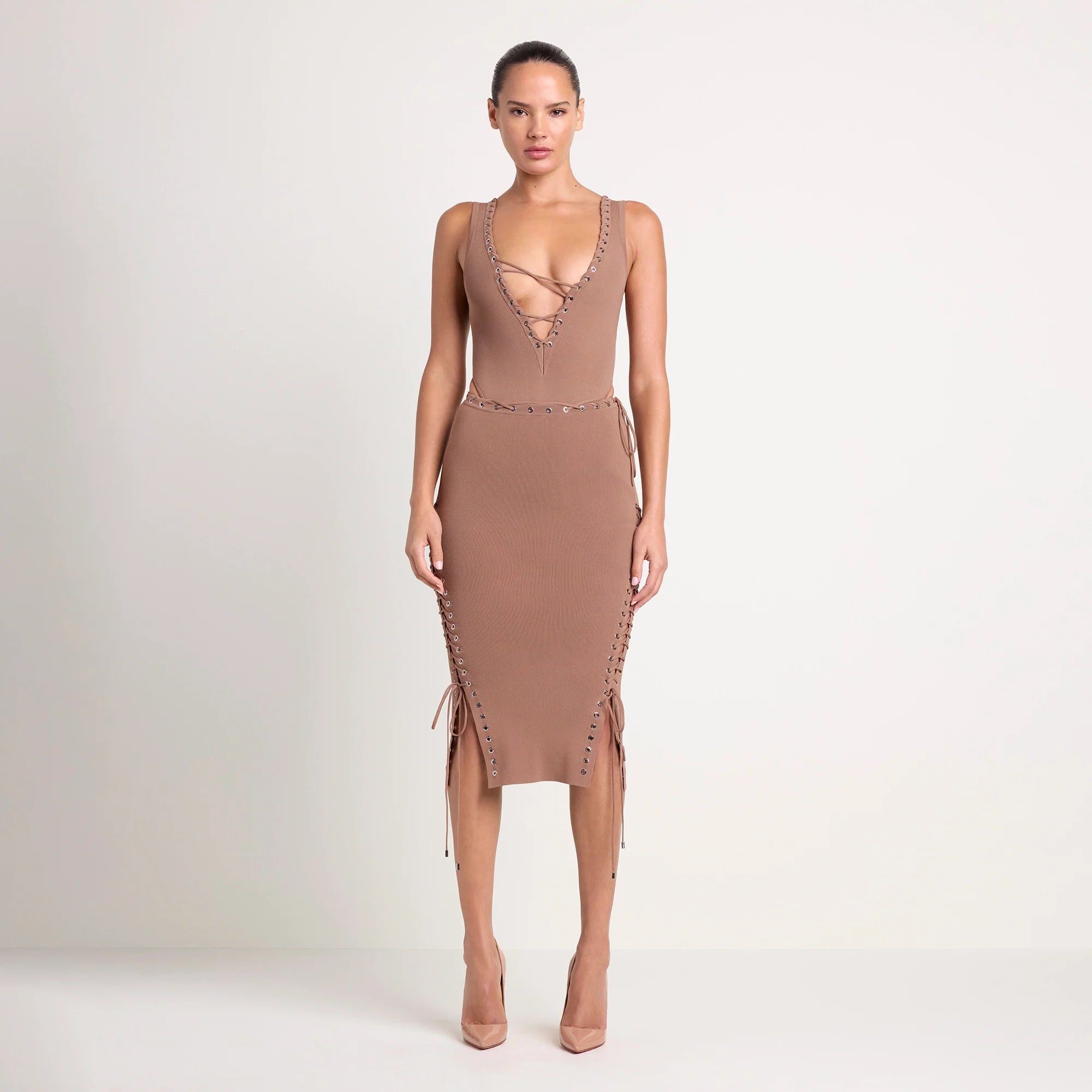 LUDOVIC DE SAINT SERNIN X SKIMS REFINED KNIT DEEP V BODYSUIT | SIENNA