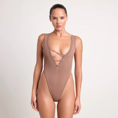 LUDOVIC DE SAINT SERNIN X SKIMS REFINED KNIT DEEP V BODYSUIT | SIENNA