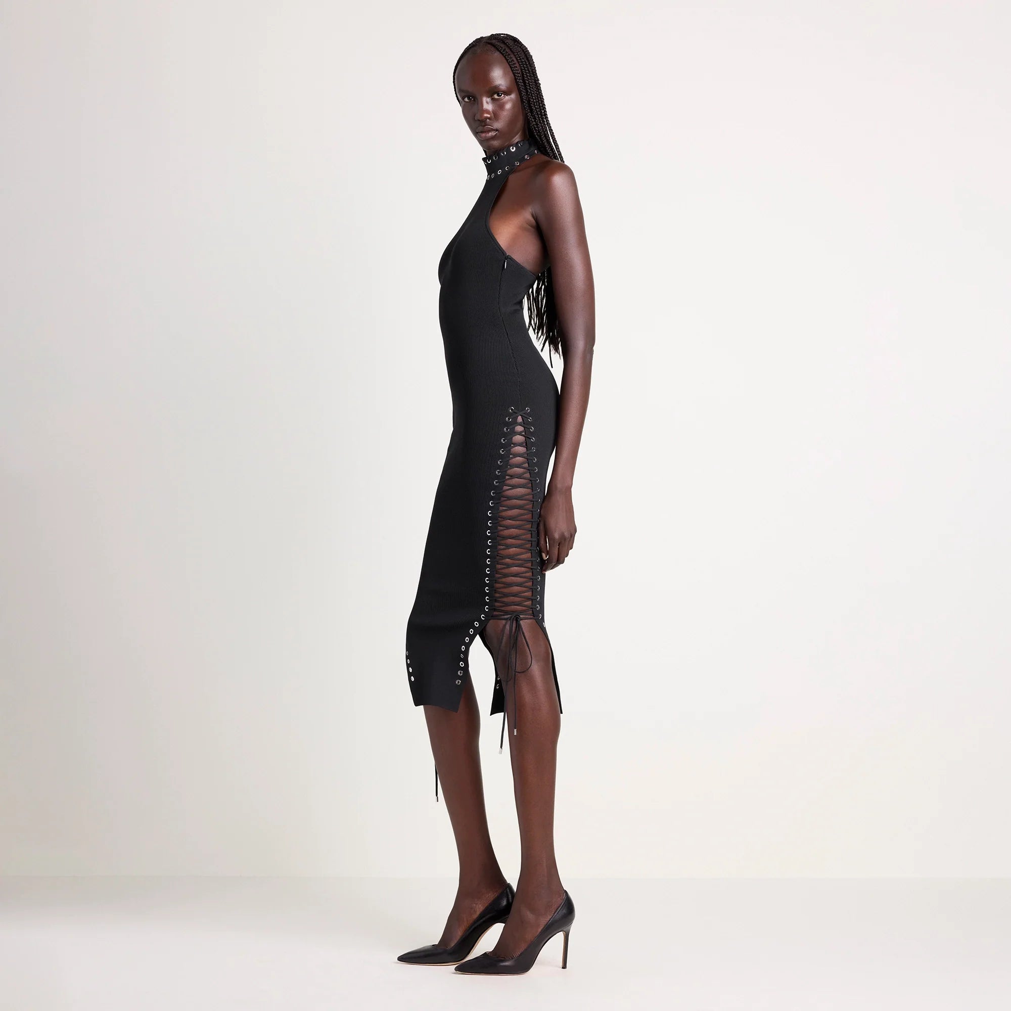 LUDOVIC DE SAINT SERNIN X SKIMS REFINED KNIT HALTER DRESS | ONYX