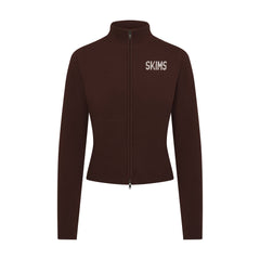 SWEATER KNIT LOGO ZIP UP MOCK NECK SWEATER | COCOA EGRET
