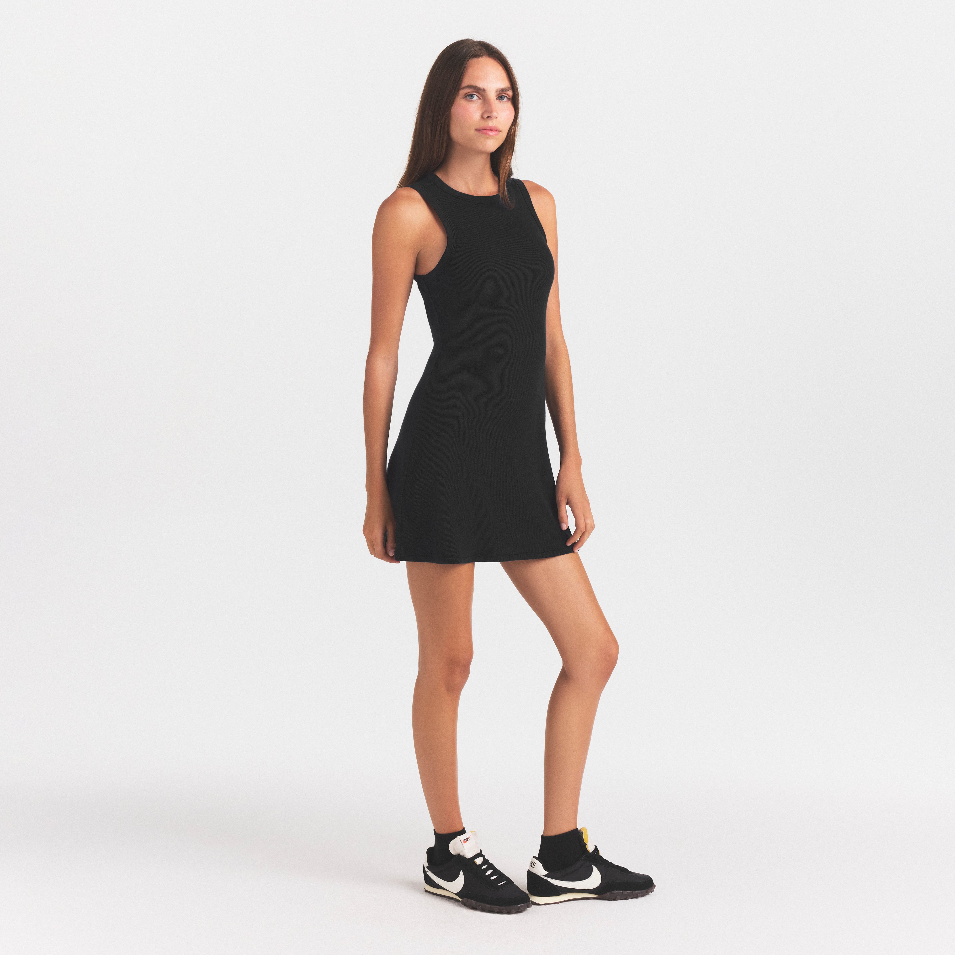 COTTON RIB TANK DRESS | SOOT