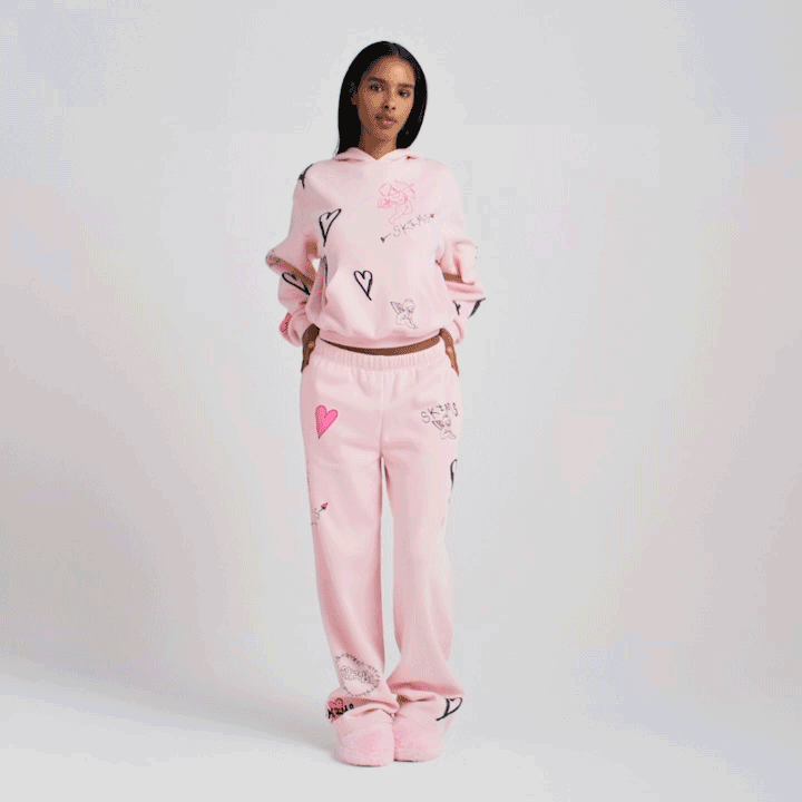 COTTON FLEECE HOODIE | BARELY PINK ANGEL SKETCH