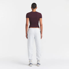 COTTON FLEECE JOGGER | LIGHT HEATHER GREY ARCHED SKIMS PLAID