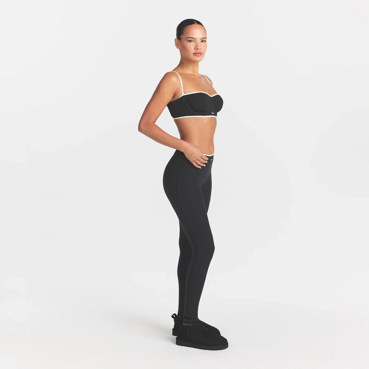 COTTON RIB LEGGING | SOOT CONTRAST