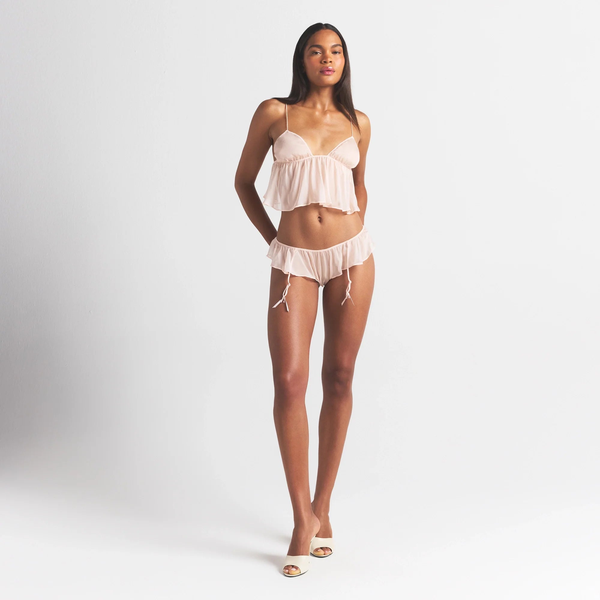 SKIMS ROMANCE BABYDOLL AND GARTER HIPSTER SET | PRIMROSE