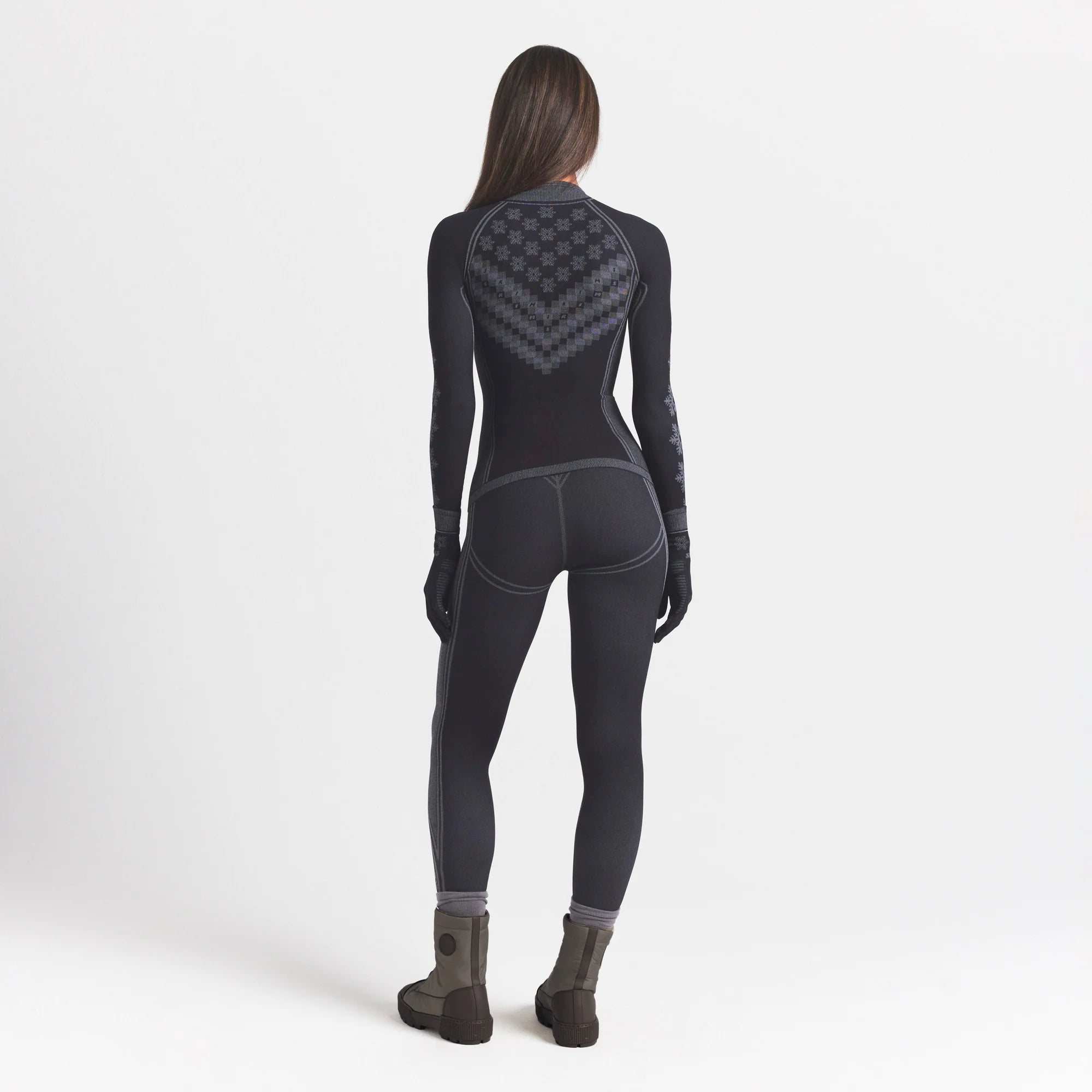 SKIMS FIRST LAYERS HALF ZIP LONG SLEEVE | OBSIDIAN WINTER FAIRISLE