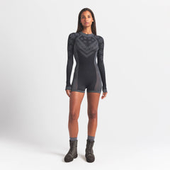 SKIMS FIRST LAYERS HALF ZIP ONESIE | OBSIDIAN WINTER FAIRISLE