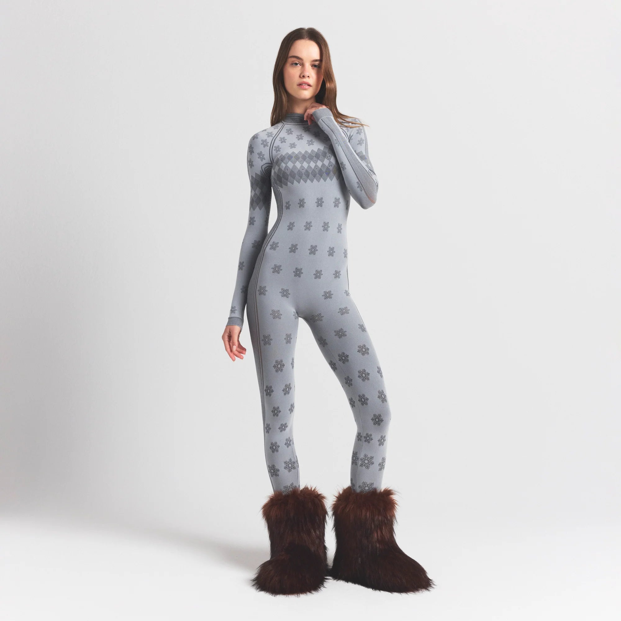 SKIMS FIRST LAYERS TURTLENECK CATSUIT | MIRROR WINTER FAIRISLE