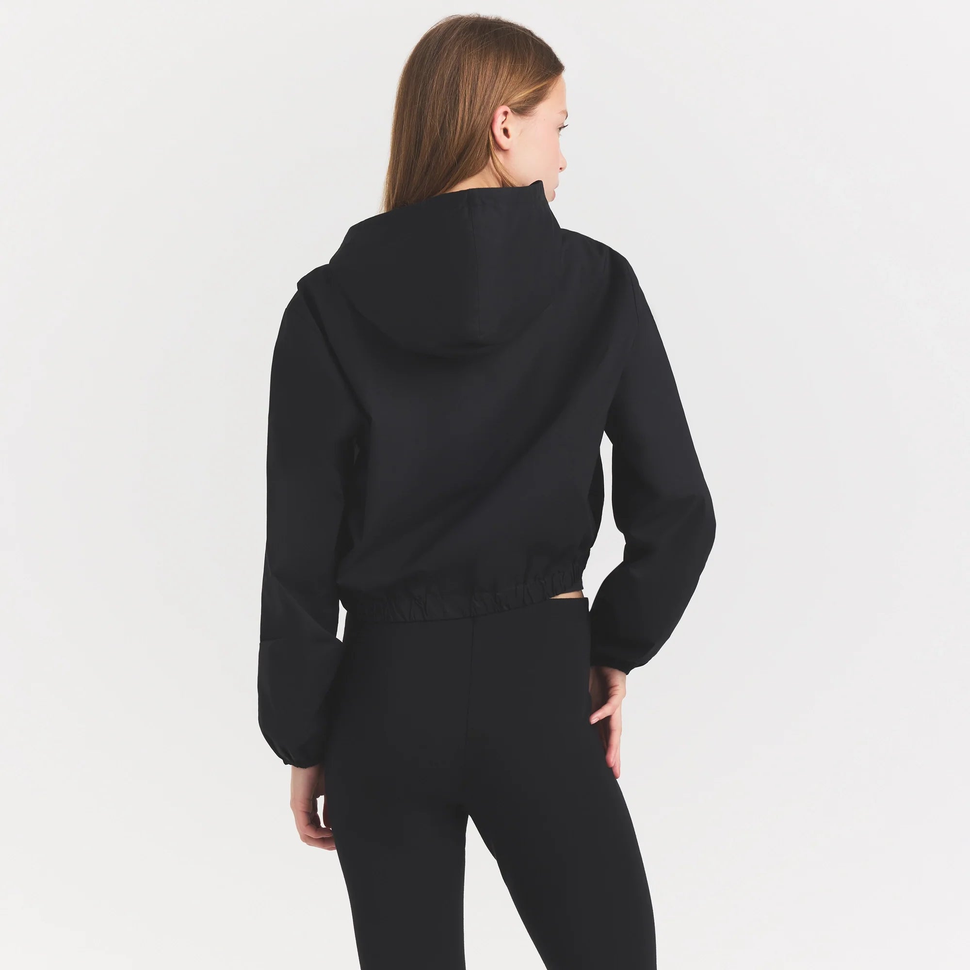 WOVEN COTTON CROPPED ZIP UP JACKET | ONYX