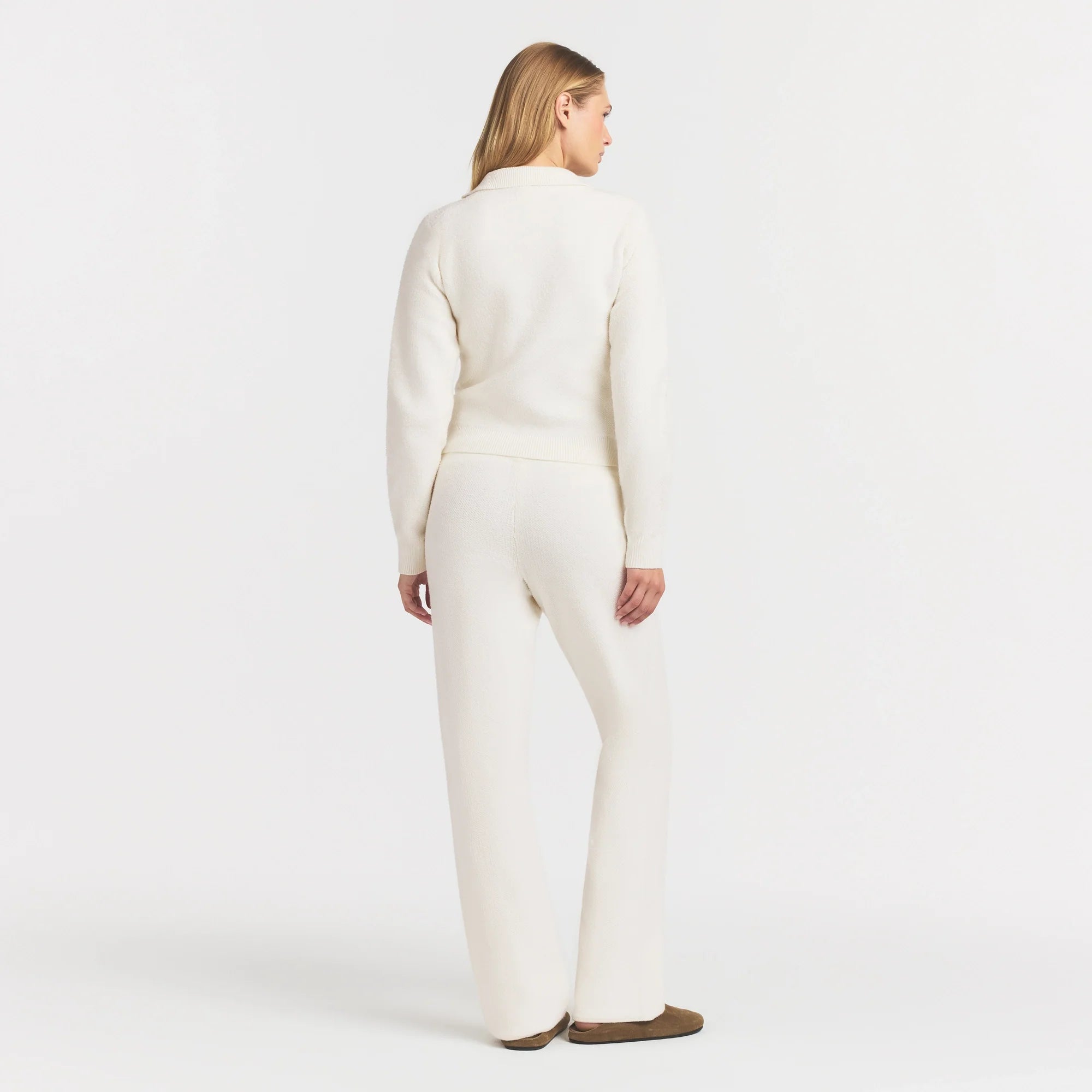 TEXTURED KNIT SHERPA ZIP UP | IVORY