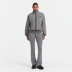 OUTDOOR FLEECE MOCK NECK ZIP UP JACKET | DARK HEATHER GREY