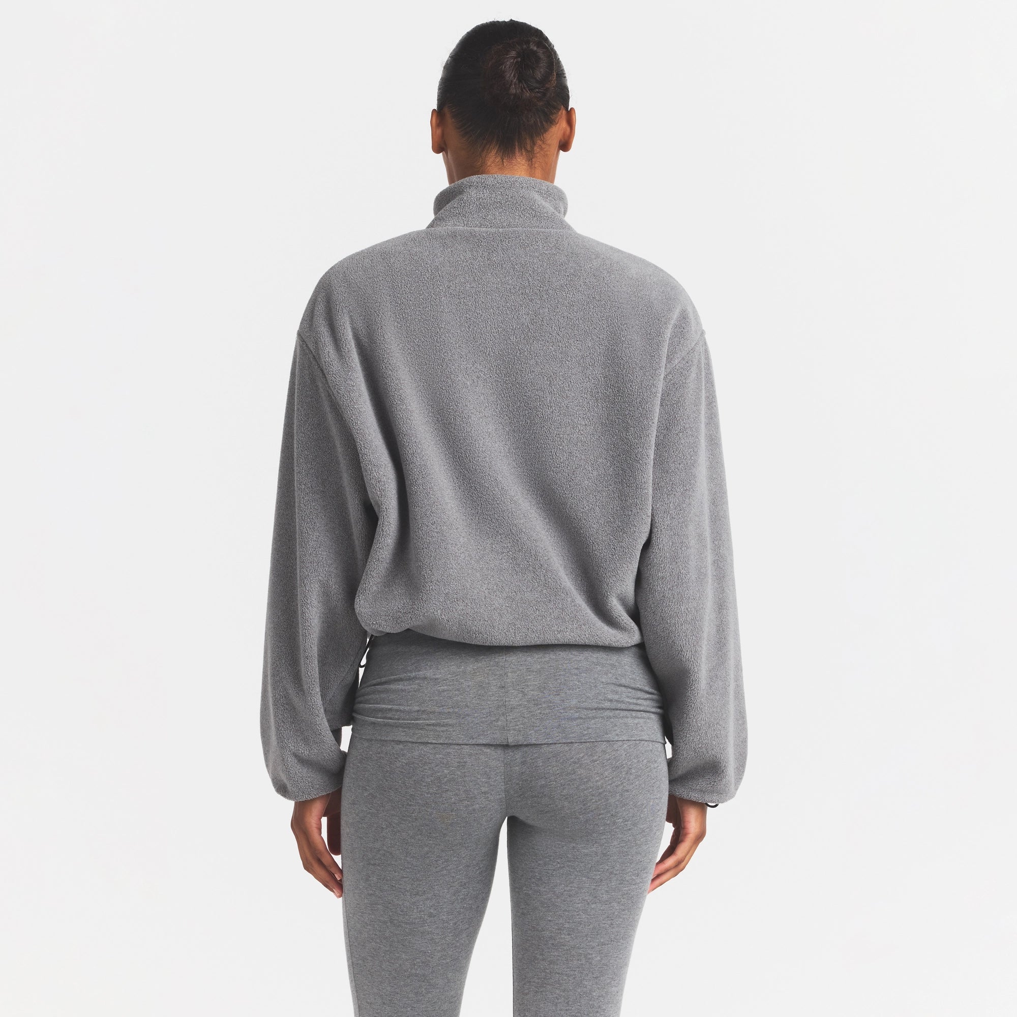 OUTDOOR FLEECE MOCK NECK ZIP UP JACKET | DARK HEATHER GREY