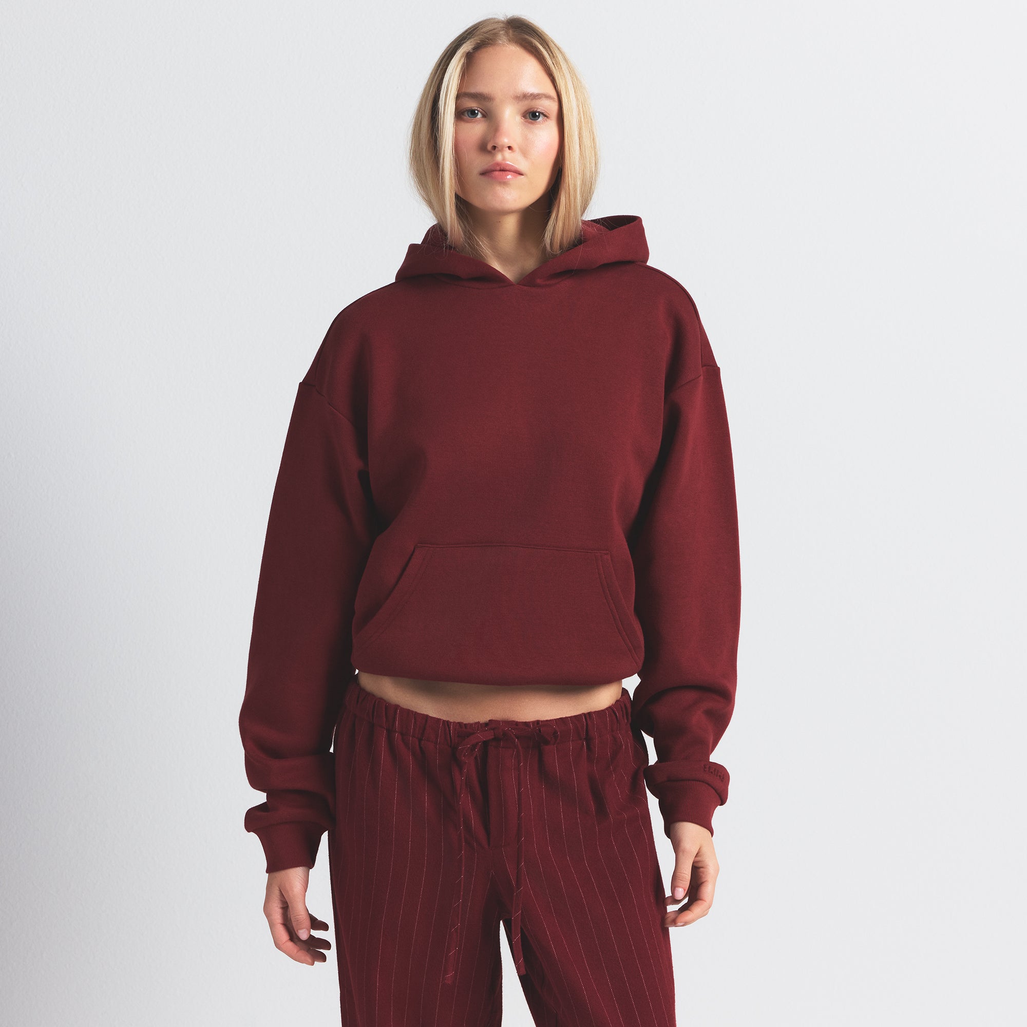 COTTON FLEECE HOODIE | MERLOT