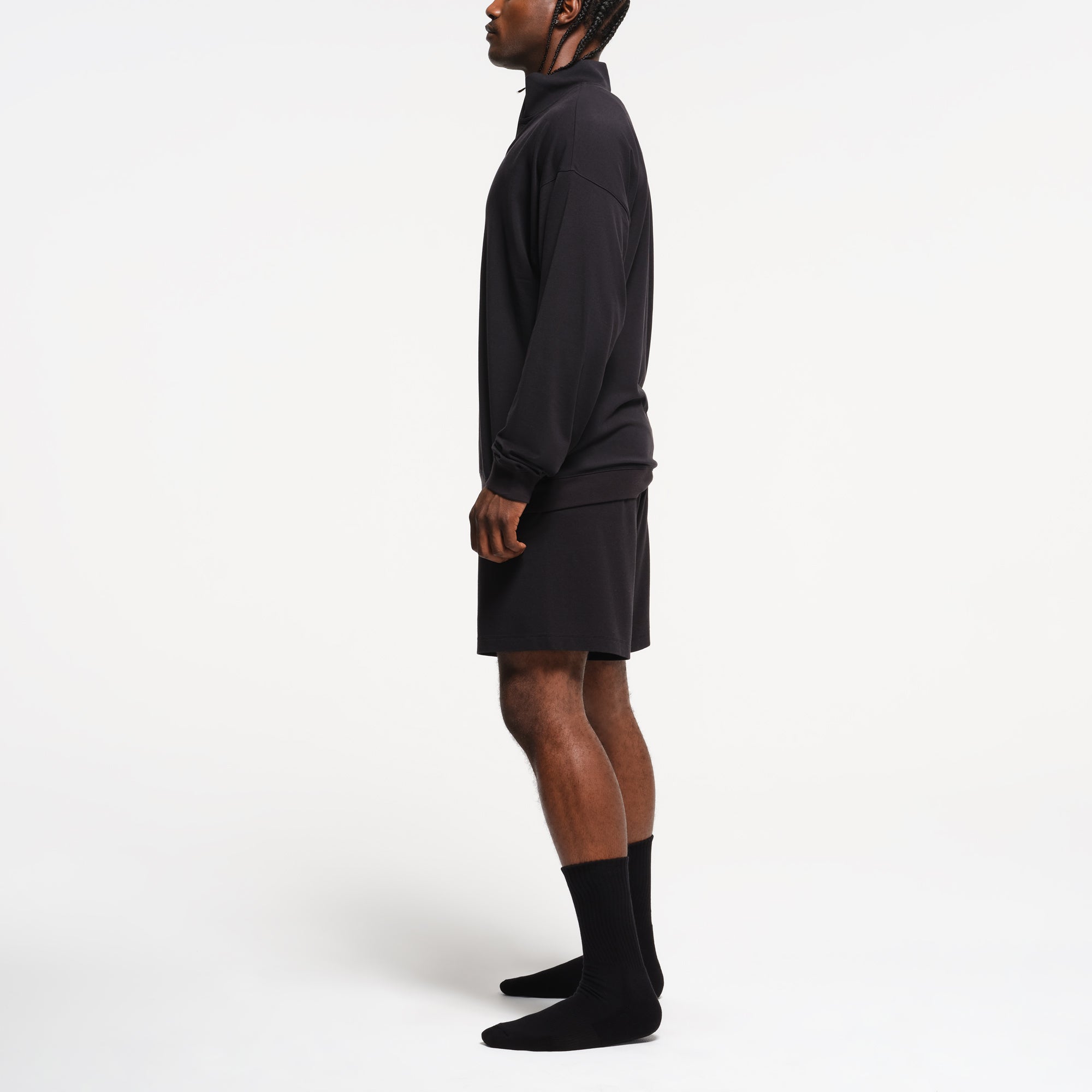 JERSEY LOUNGE MENS RELAXED QUARTER ZIP PULLOVER | OBSIDIAN