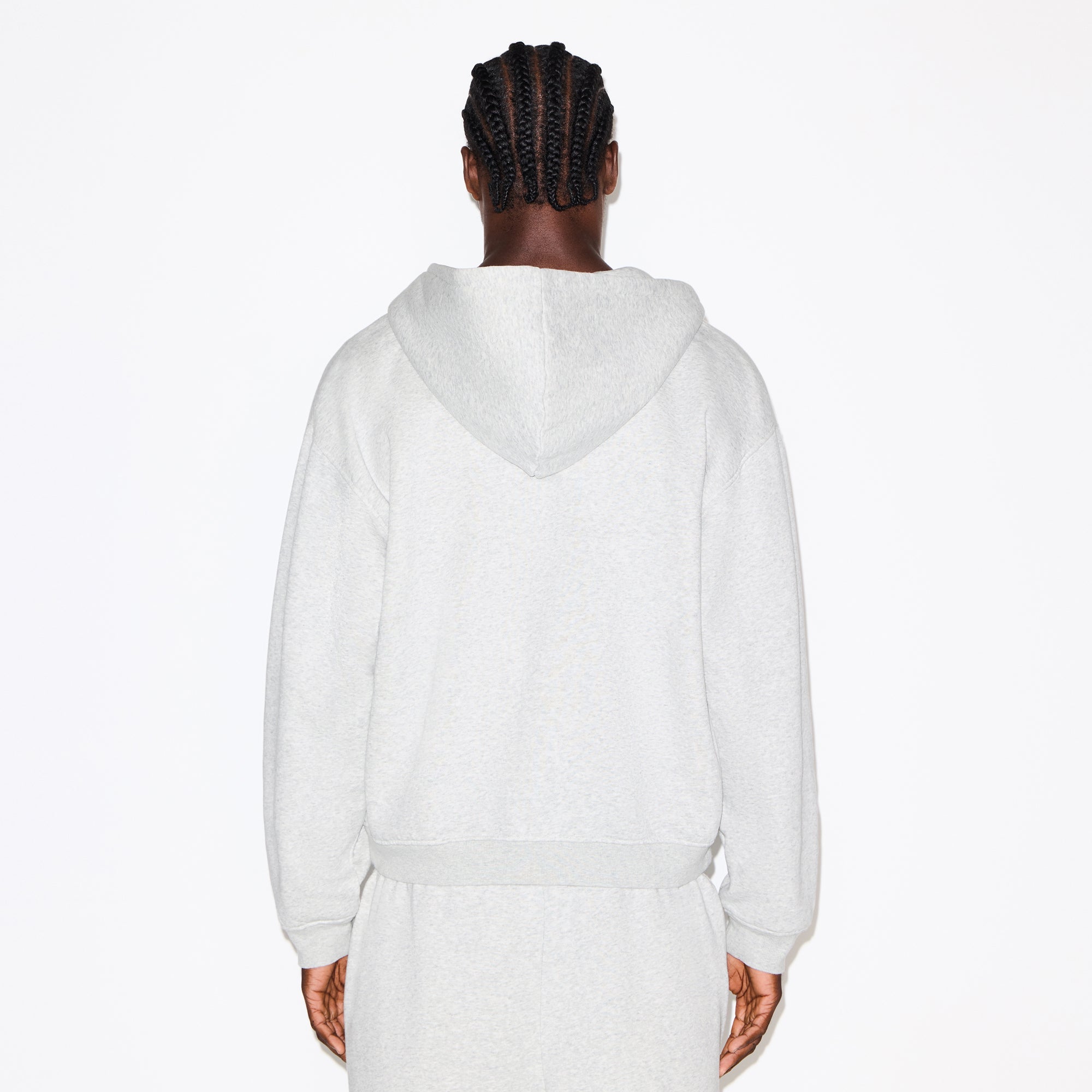 FLEECE LOUNGE MENS RELAXED ZIP UP HOODIE | LIGHT HEATHER GREY