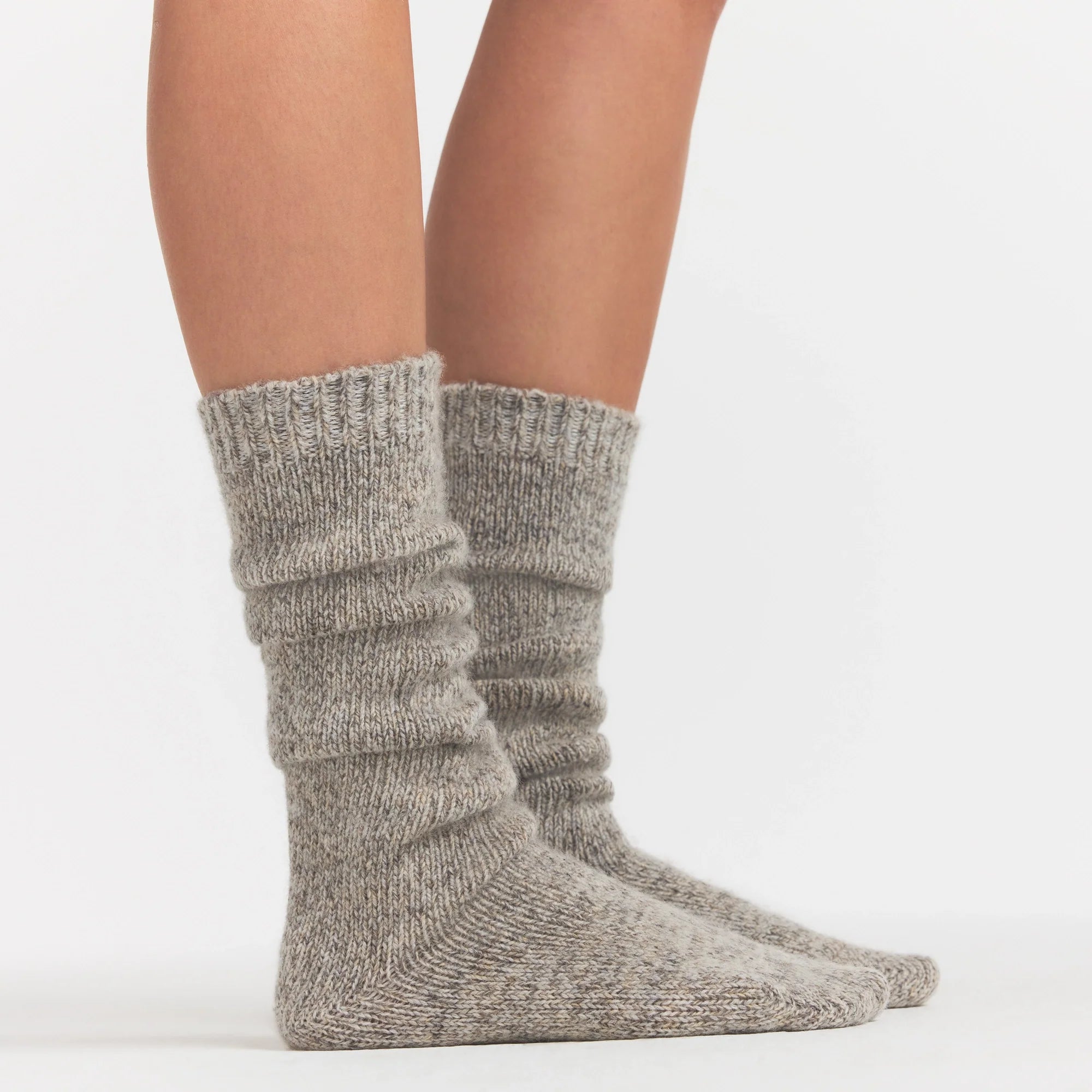 TWEED KNIT SLOUCH SOCK | LATTE