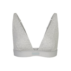 COTTON RIB PLUNGE BRALETTE | LIGHT HEATHER GREY