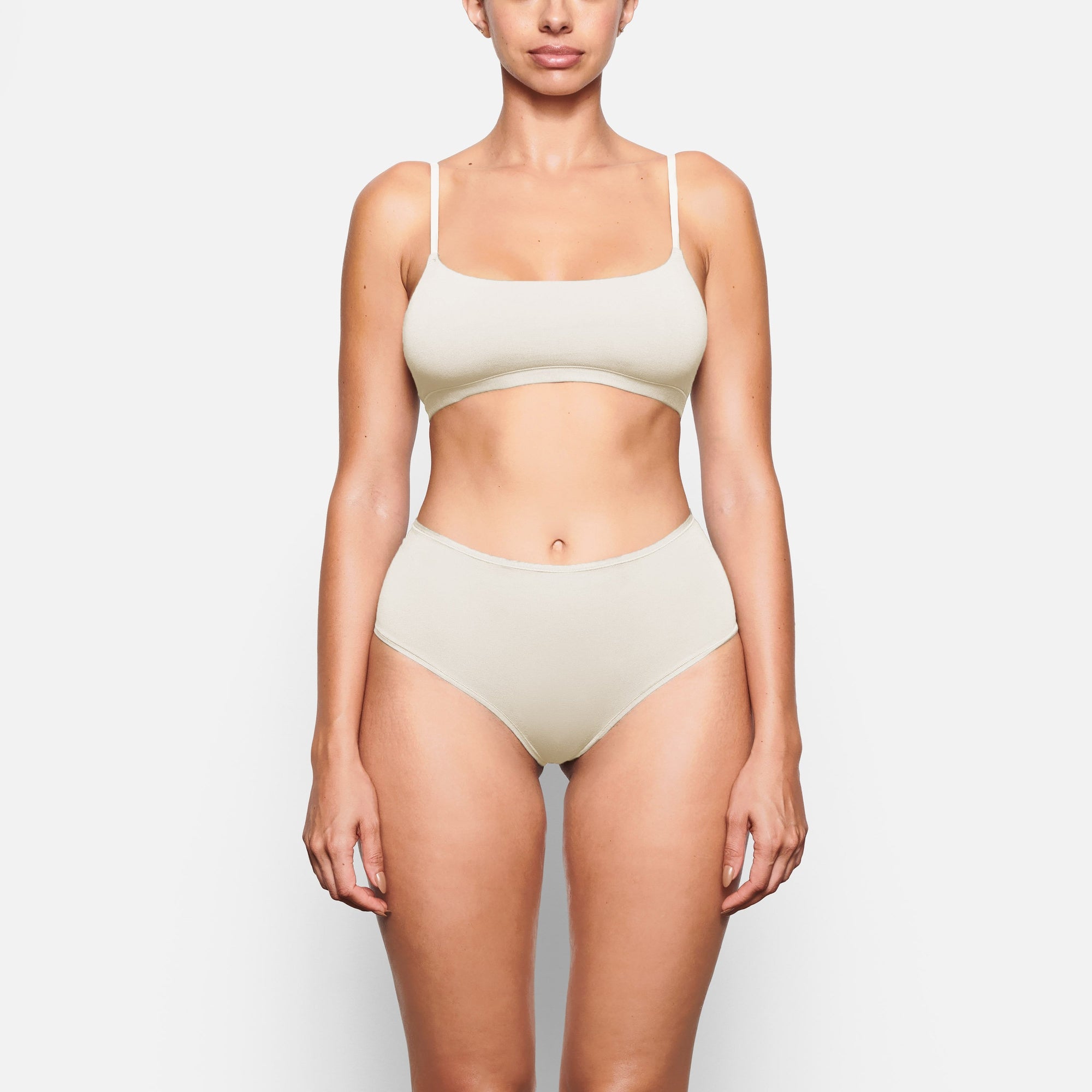COTTON JERSEY SCOOP BRALETTE | BONE