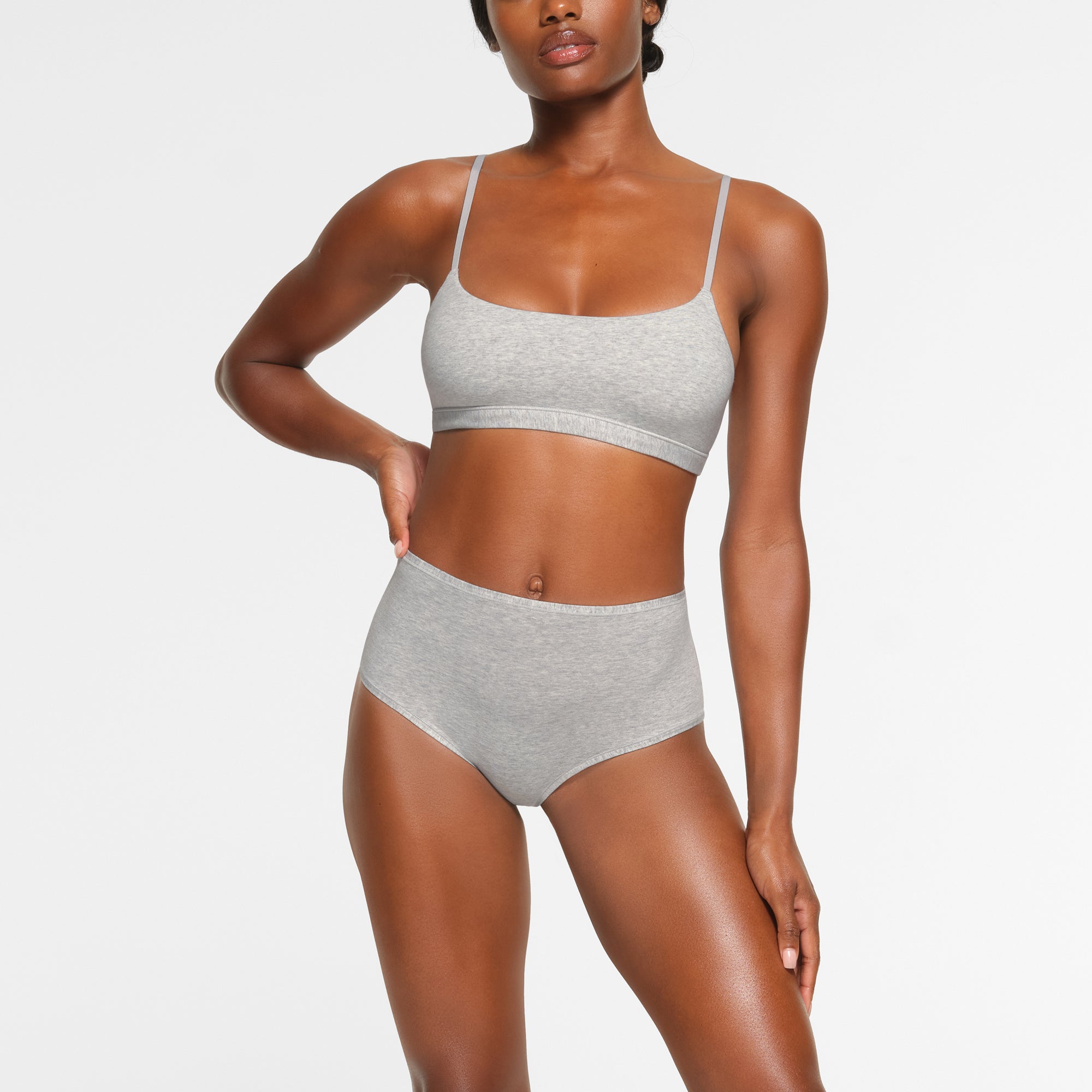 COTTON JERSEY SCOOP BRALETTE | LIGHT HEATHER GREY