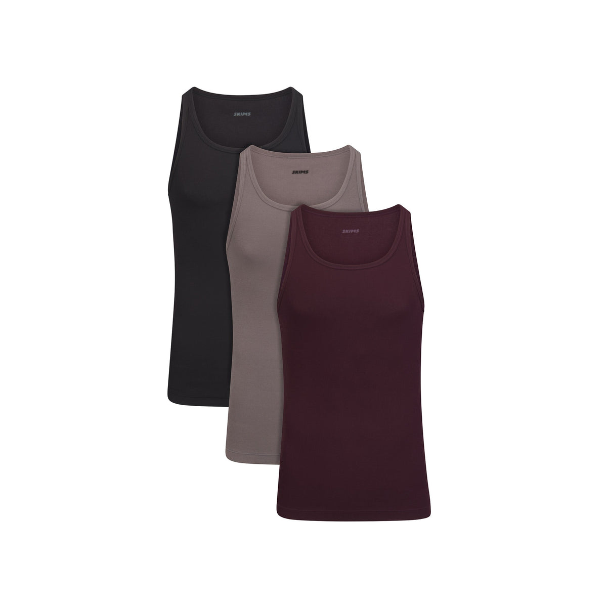 SKIMS COTTON MENS RIB TANK 3-PACK | CURRANT STERLING MULTI