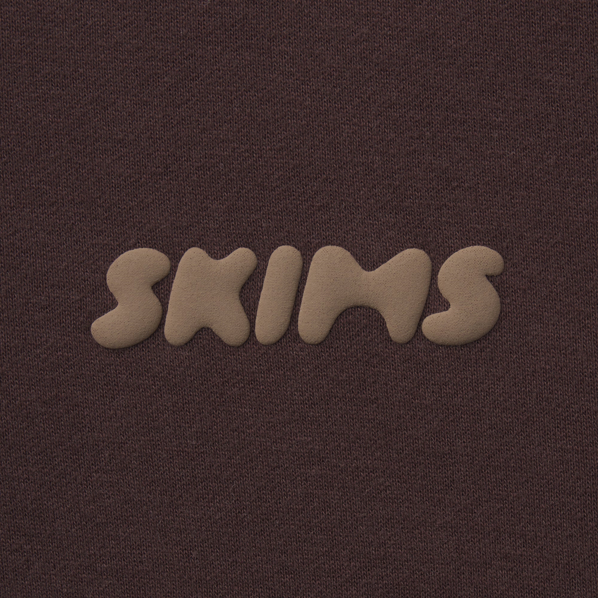 COTTON FLEECE MOCK NECK QUARTER ZIP WITH EMBOSSED LOGO | ESPRESSO