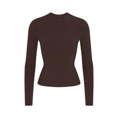 COTTON JERSEY LONG SLEEVE T-SHIRT | ESPRESSO