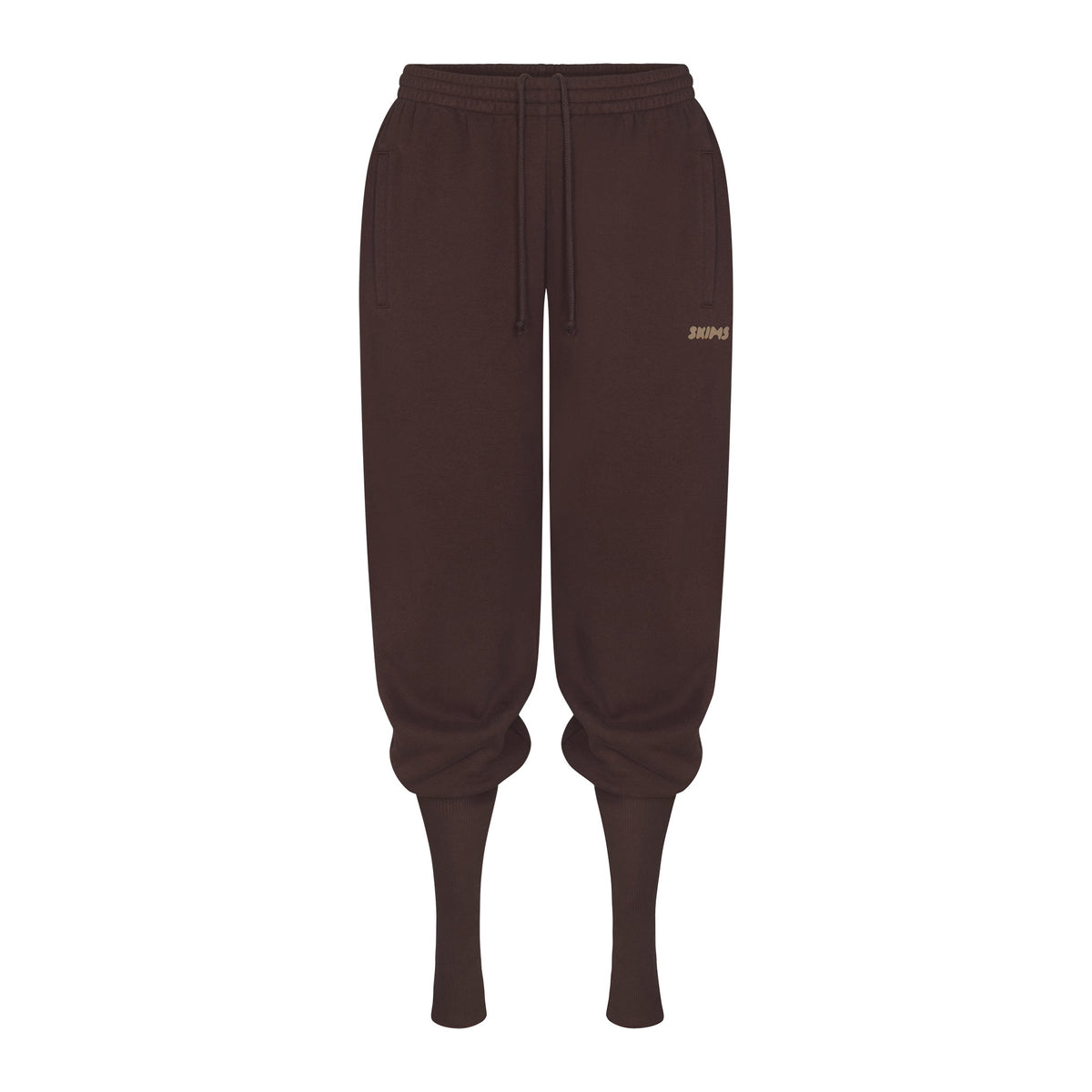 COTTON FLEECE LEG WARMER SWEATPANT WITH EMBOSSED LOGO | ESPRESSO