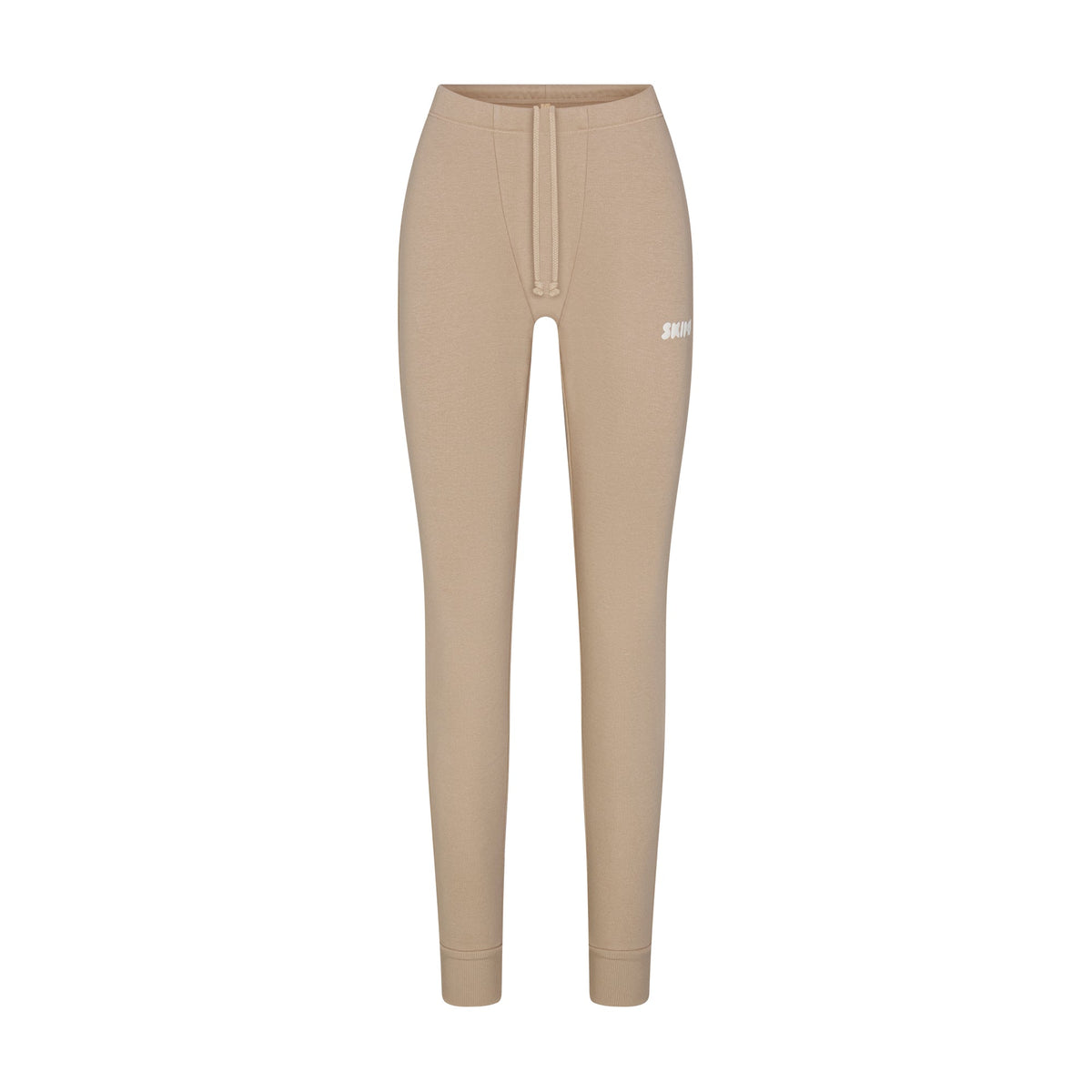 COTTON FLEECE LEGGING WITH EMBOSSED LOGO | LATTE