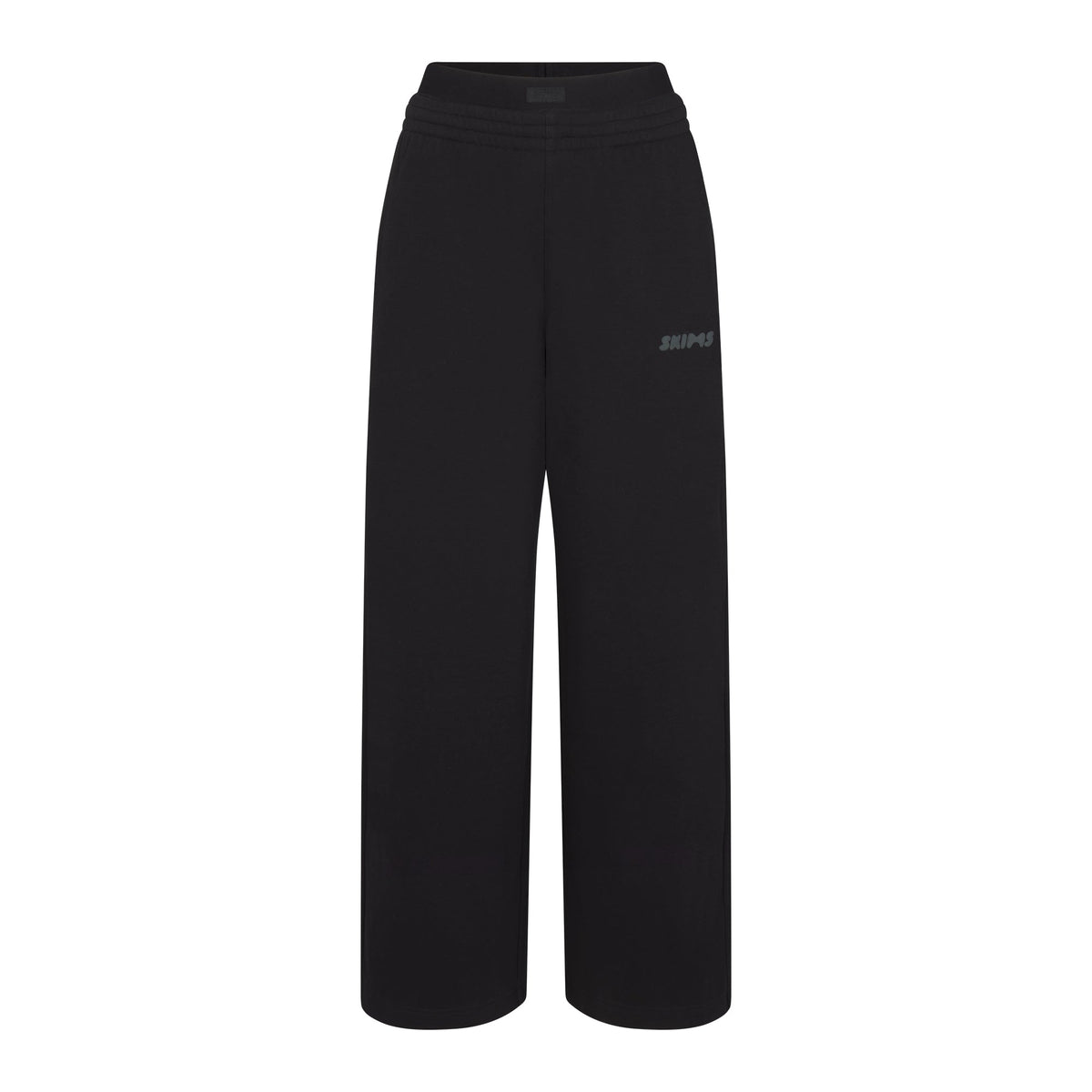COTTON FLEECE DOUBLE WAISTBAND PANT WITH EMBOSSED LOGO | ONYX