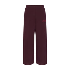 COTTON FLEECE STRAIGHT LEG PANT WITH EMBOSSED LOGO | CURRANT
