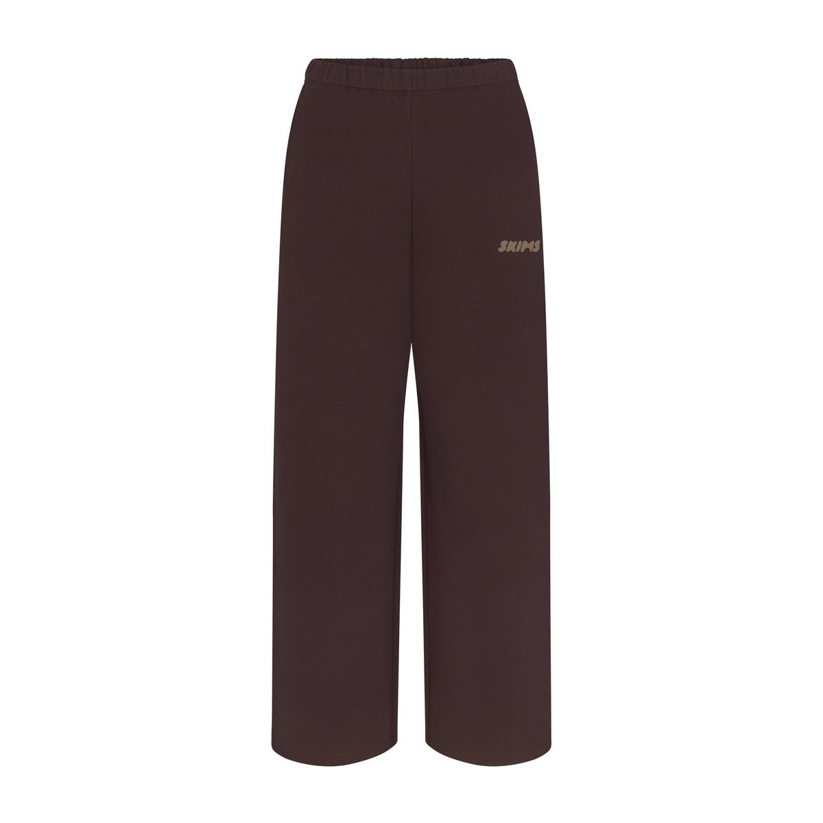 COTTON FLEECE STRAIGHT LEG PANT WITH EMBOSSED LOGO | ESPRESSO