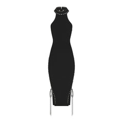 LUDOVIC DE SAINT SERNIN X SKIMS REFINED KNIT HALTER DRESS | ONYX
