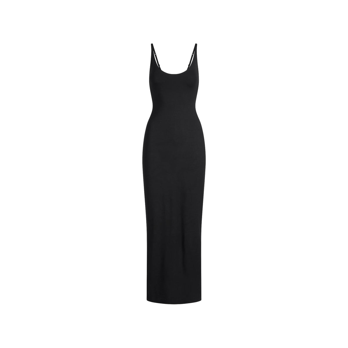 SMOOTH LAYERS SKIMPY SCOOP NECK LONG DRESS | OBSIDIAN