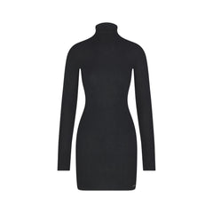 ESSENTIAL KNIT MOCK NECK MINI DRESS | ONYX