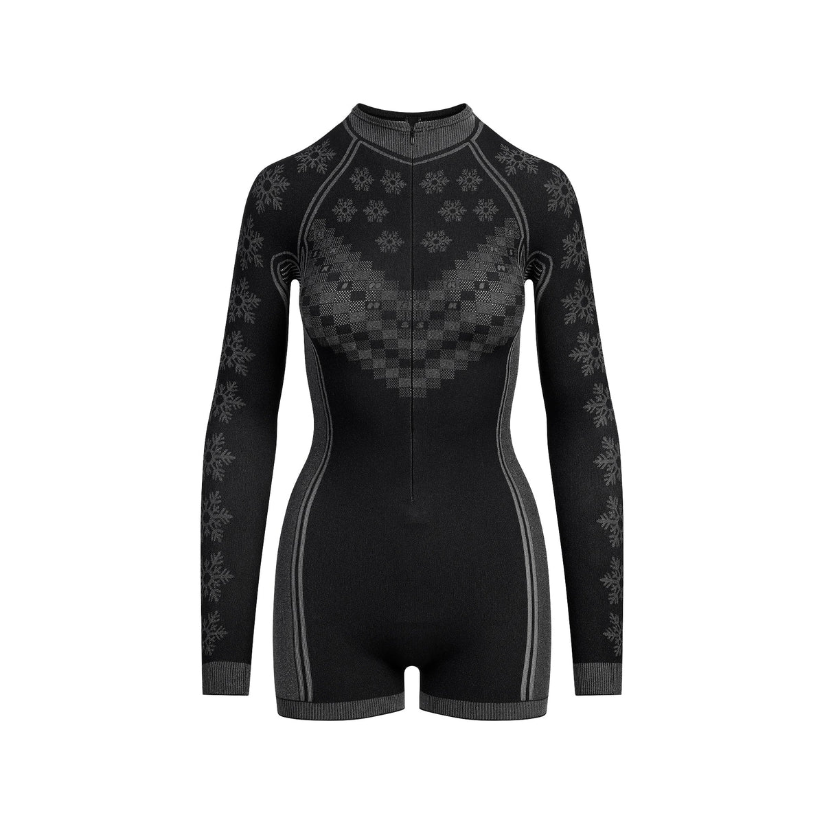 SKIMS FIRST LAYERS HALF ZIP ONESIE | OBSIDIAN WINTER FAIRISLE