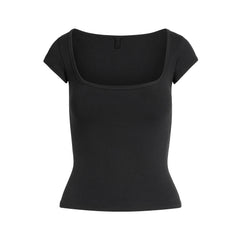 COTTON JERSEY SCOOP NECK T-SHIRT | SOOT