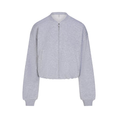 COTTON FLEECE BOMBER JACKET | HEATHER GREY