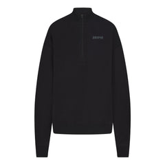 COTTON FLEECE MOCK NECK QUARTER ZIP WITH EMBOSSED LOGO | ONYX