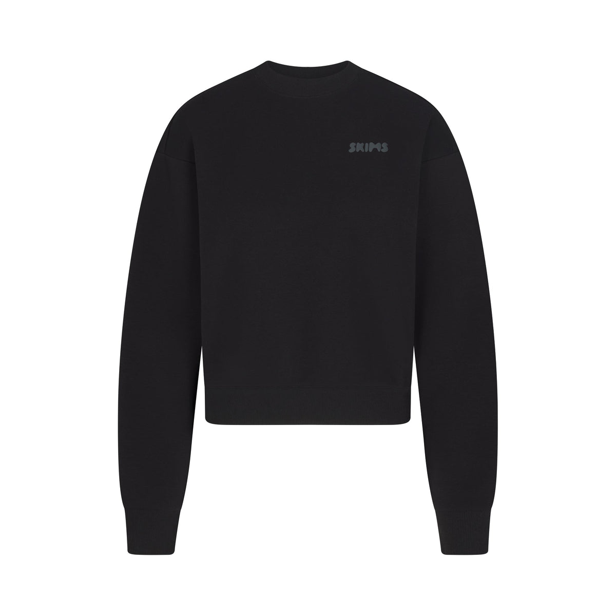 COTTON FLEECE CREWNECK WITH EMBOSSED LOGO | ONYX