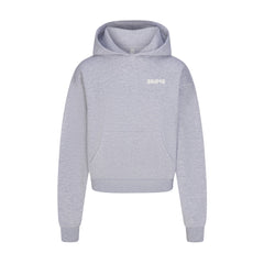 COTTON FLEECE HOODIE WITH EMBOSSED LOGO | HEATHER GREY